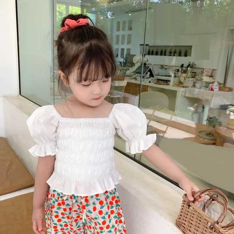 Summer Girls Princess Blouse Puff Sleeve Cotton Toddler Baby Shirt Childrens Shirt Girls TopT250320