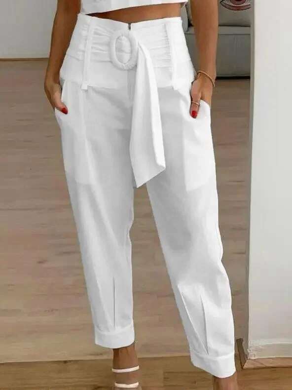 Women's En Solid Color Pocket Pants For Summer 2024