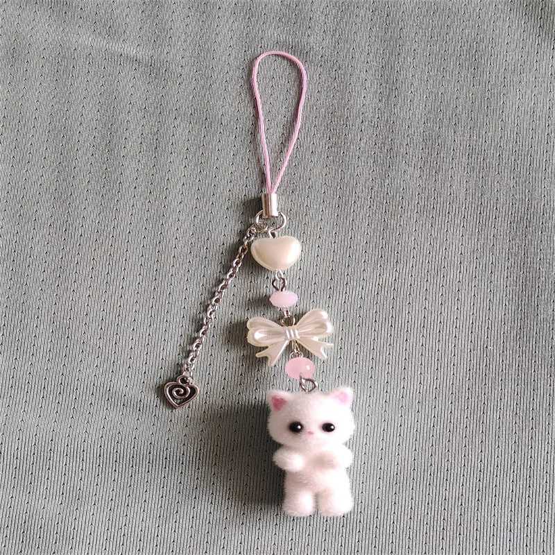 Baby calico critters matching phone charm cottage core cute kitten keychain y2k handmadeXJ250319