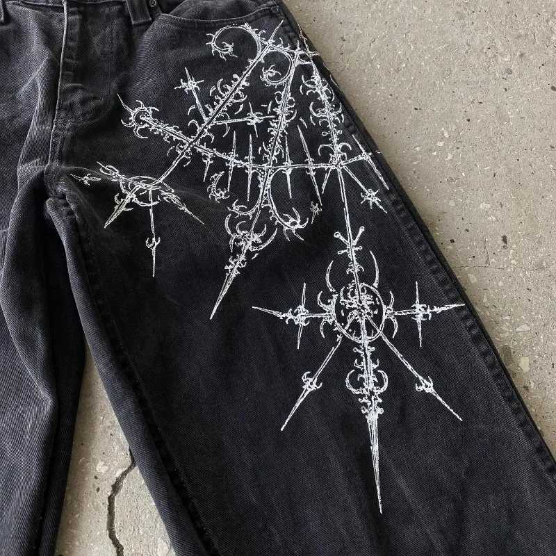 Gothic Baggy Jeans Y2K Style High Quality Retro Leisure Hip Hop Harajuku Street Clothing Mens Womens High Waist Trouser NewT250319