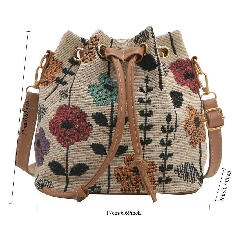 Fashion En Fabric Bucket Ral Ethnic Style Crossbody Women Shoulder Bag Designer Handbag Bolsos