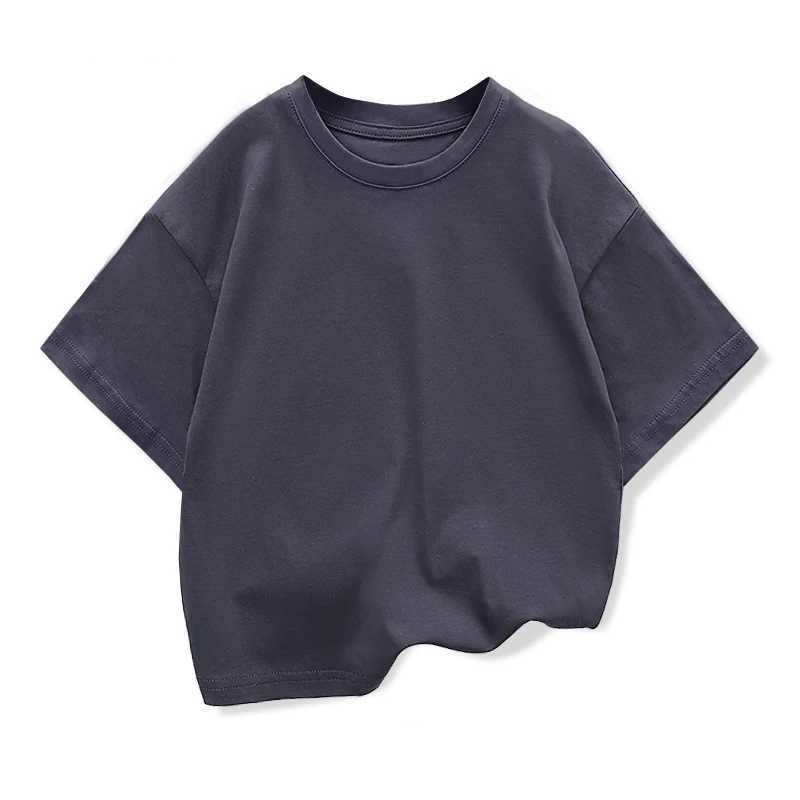 Kids Dropped Shoulder Short-sleeved T-shirt Summer New Pure Cotton Round Neck Loose Bottoming Shirt Student Sportswear 2-10YT250319