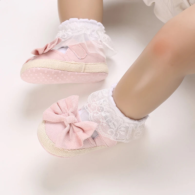 Cute Baby Girls Shoes 0-18M Baby Soft Sole Baby Shoes Cotton Bow Princess Shoes First Walking Shoes Baby Shoes 250319