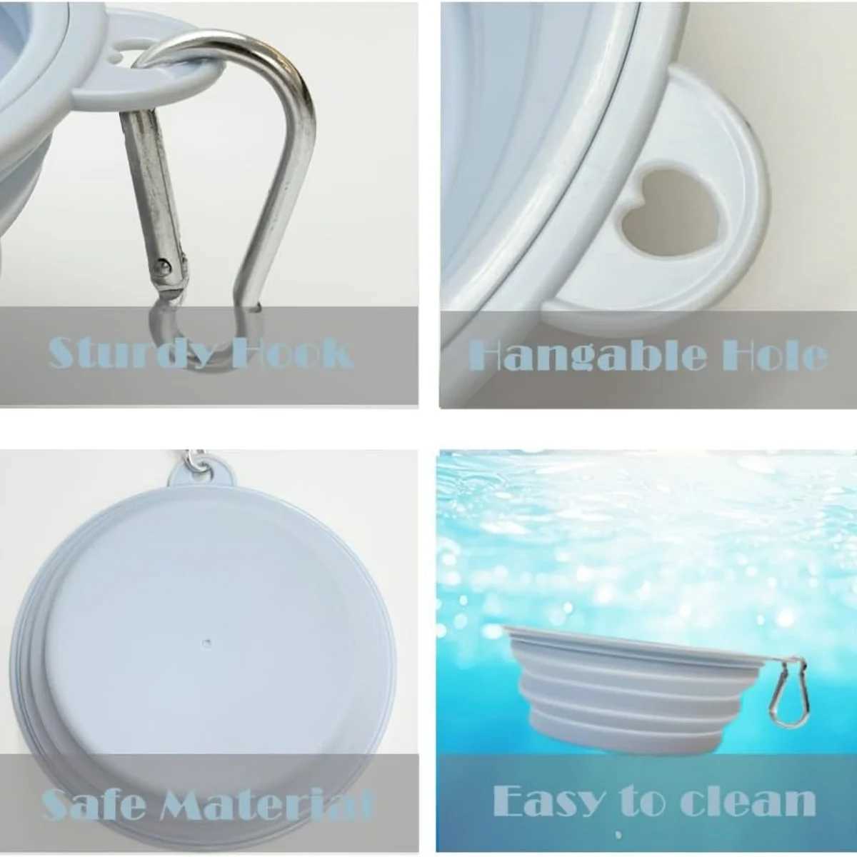2pcs Collapsible Pet Silicone Dog Food Water Bowl Outdoor Camping Travel Portable Folding Supplies Dishes with Carabiner Y250319