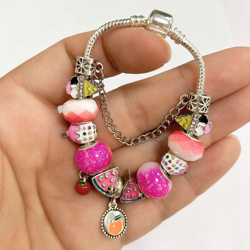 Hot Sale Ice Cream Watermelon Beads Charm Bracelets Fits DIY Brand Bracelet Bangles For Women Men Kids Summer Style Jewelry Gift