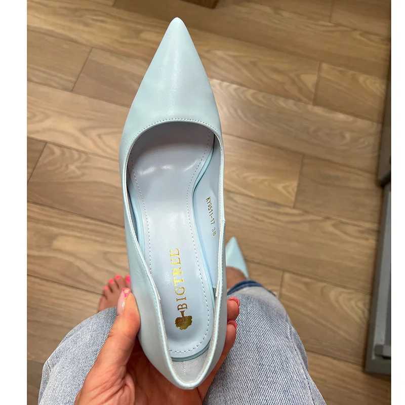 2023 Women 7.5cm 10.5cm High H Pumps Lady Wedding Bridal Scarpins Stripper Low H Plus Size Fetish Party Blue Shoes Y250319
