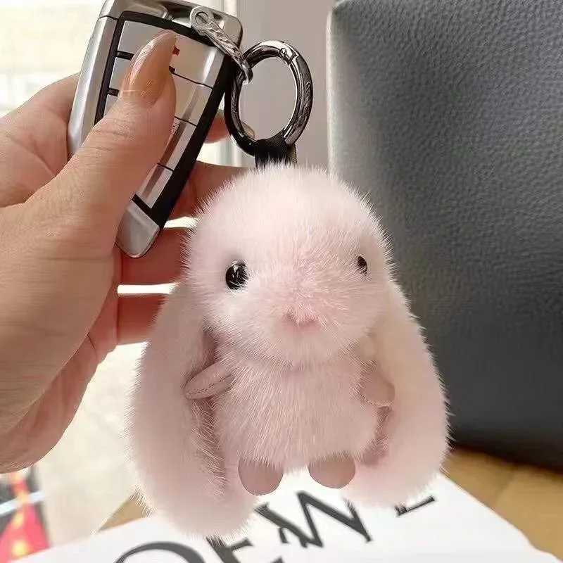 Rabbit stuffed animal plush toy rabbit fur keychain canopy soft fuzzy accessories fur keychain cute rabbit keychainXJ250319