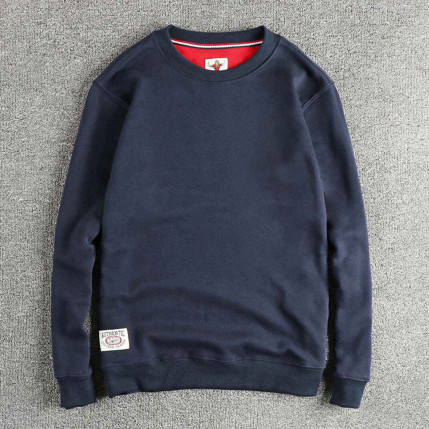 Autumn New American Retro 320G Long Sleeve O-Neck Solid Color Sweatshirts Men's Fashion Washed Terry Pullover Casual Sportwear