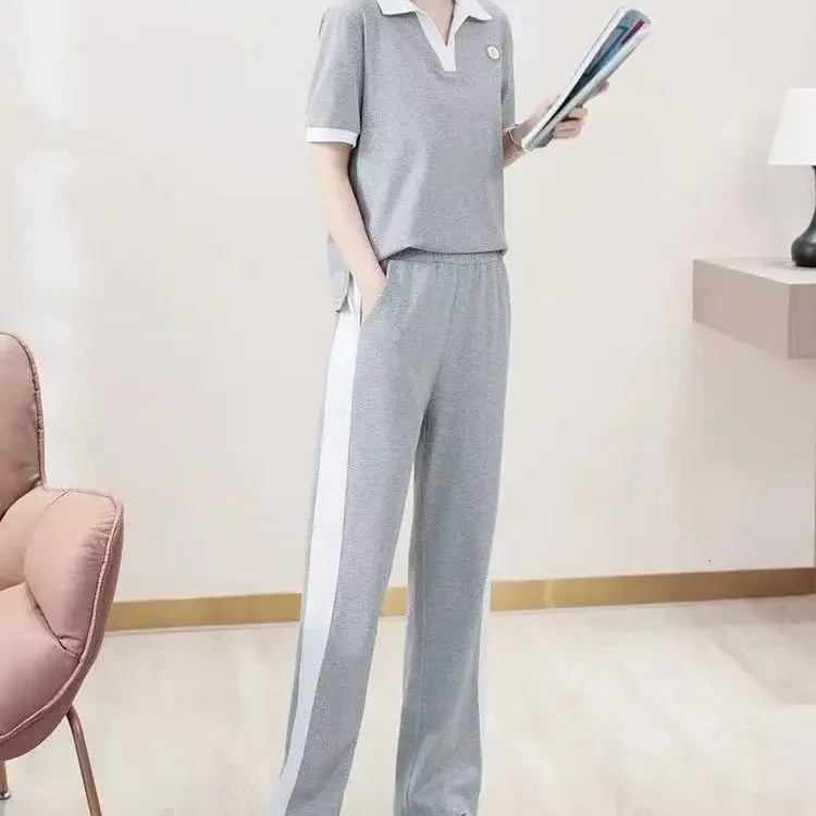 Plus Size Casual Summer Sports Suit Womens Vibrant Age-reducing Set Slimming Cover-up For Curvy s 2-piece System 250320