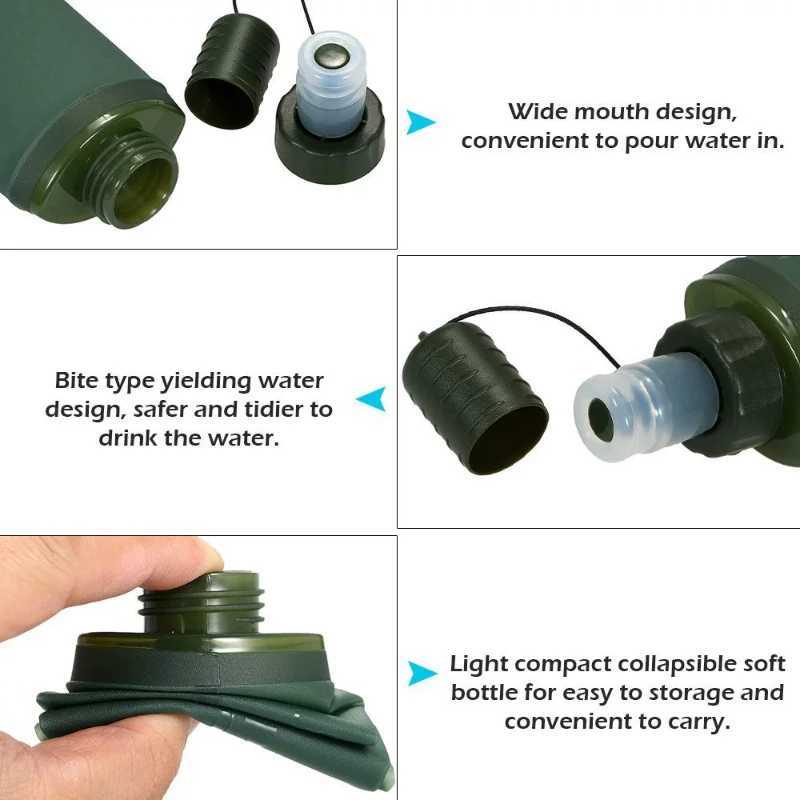 250/500ml ultra light folding water bag TPU outdoor sports equipment Hiking Running soft Flask water bottle Y250319