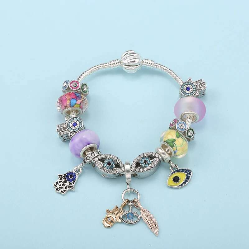 New Trendy Crystal Eyes Beads Charm Bracelets With Silver Color Brand Bracelet For Women Men Bijoux Pulseras Jewelry Gift