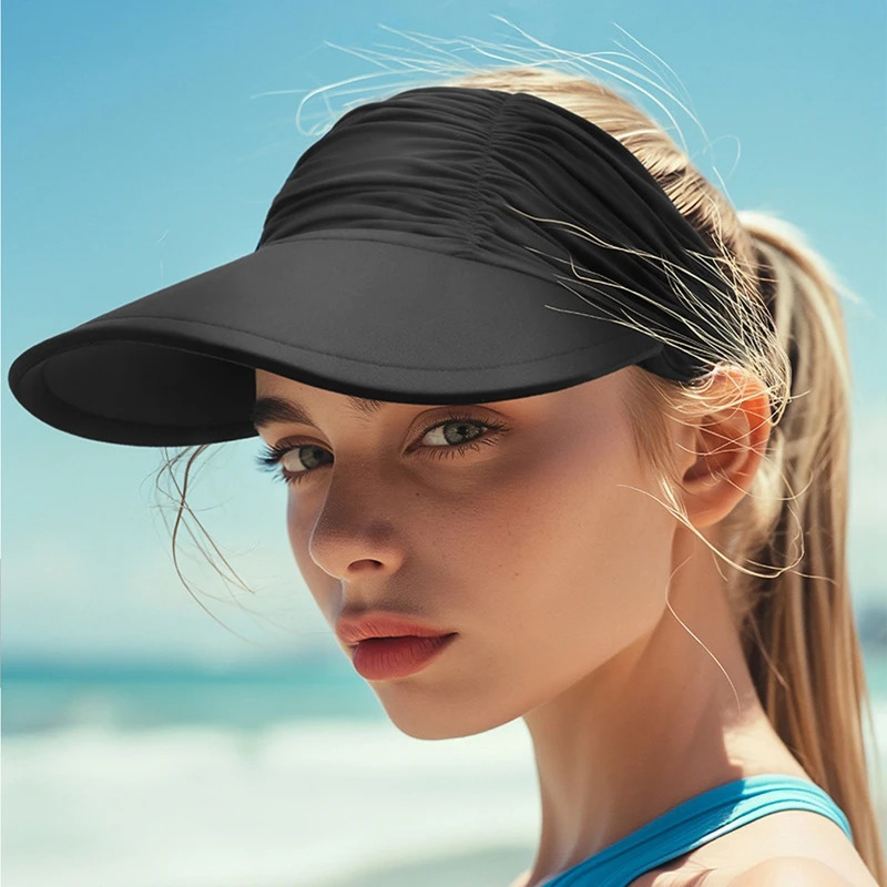Sports Sun Visor Women UV Protection Wide Brim Packable Cooling Stretchy Visor Hat for Beach Sport Running Tennis Golf 250320