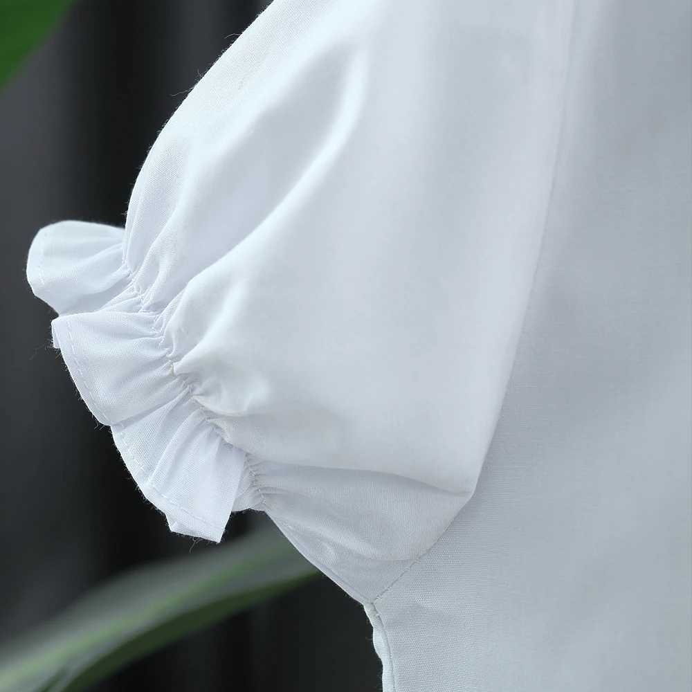Baby girl short sleeved shirt summer new white baby collar childrens clothing (suitable for heights of 120-170cm)T250320