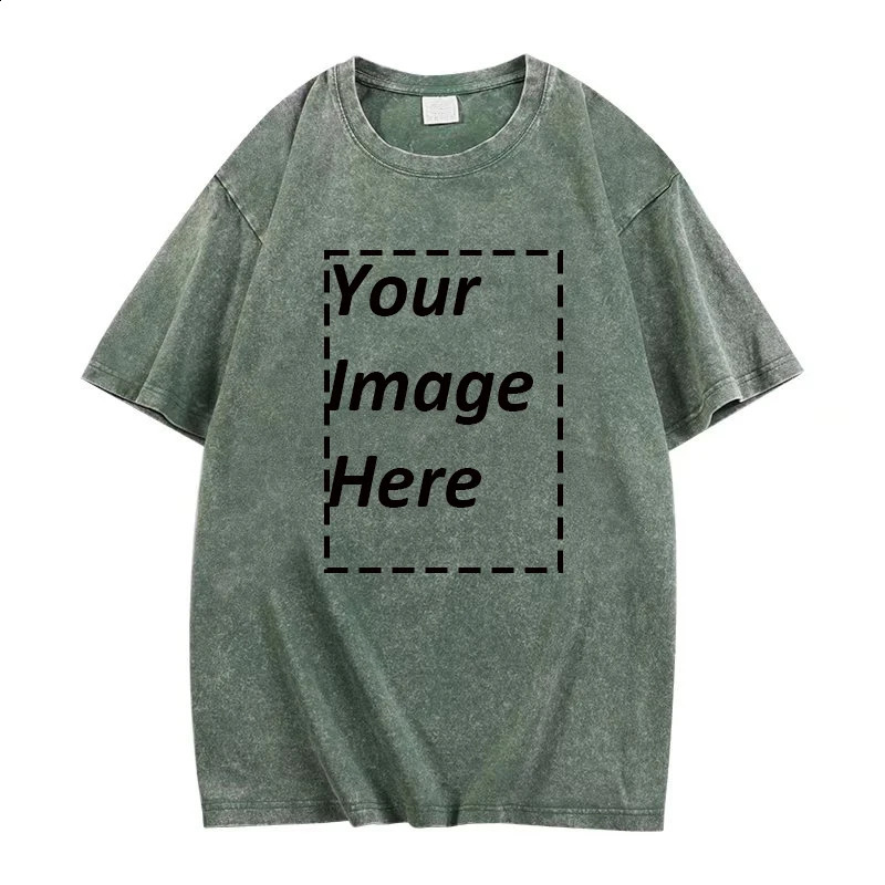 320g Heavy Mens Washed Vintage Customized Print Oversized T-Shirts Street Hip Hop Punk women Harajuku Casual Cotton Short Tee 250317