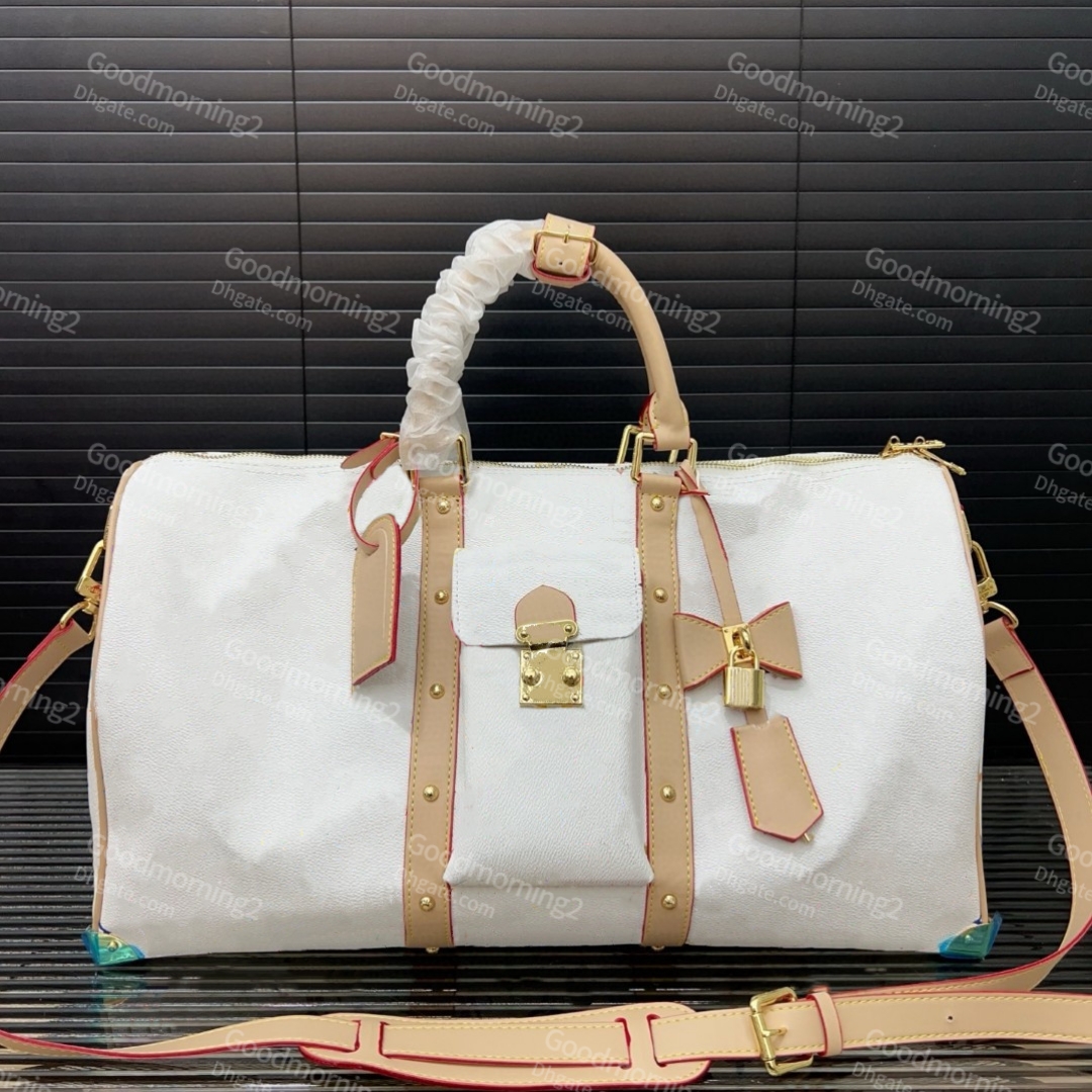 Trendy Outdoor Travel Bag Shoulder Totes 2025 Luxury Women Luggage Handbags 45cm Size Sports Traveling Boarding Storage Duffel Bag Colorful Letter Pattern