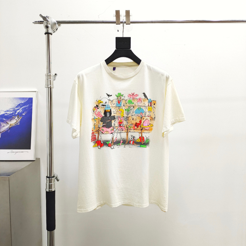 Cotton T-shirt Unisex Men Women Fashion Short Sleeve Letter Print Tee