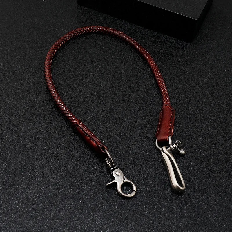 Hip Hop Keychain Waist Leather Biker Chain Brown Color Rock Punk Trousers Jean Motorcycle Men Jewelry Cross Braid Pants Chains 250320