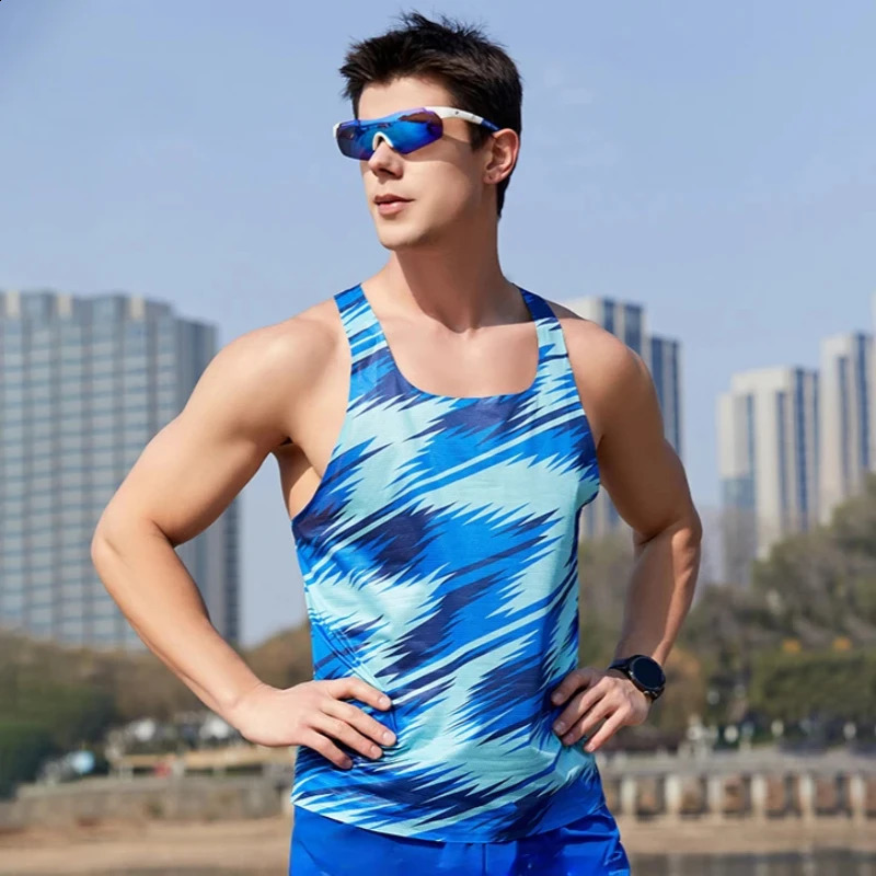 Mens Professional Athletics Marthon Running Tank Top Traning Vest Quick Dry Fitness Shirts Athlete Gym Summer Sports Jogging 250319