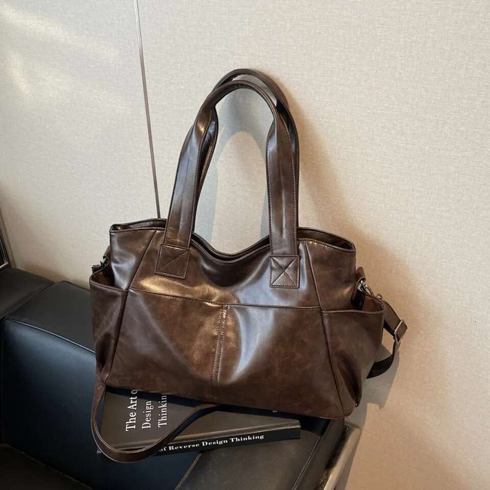 Two Front Pockets Handbags Designer Quality Pu Leather Shoulder Crossbody Hand Bags For Women Mom Casual Tote
