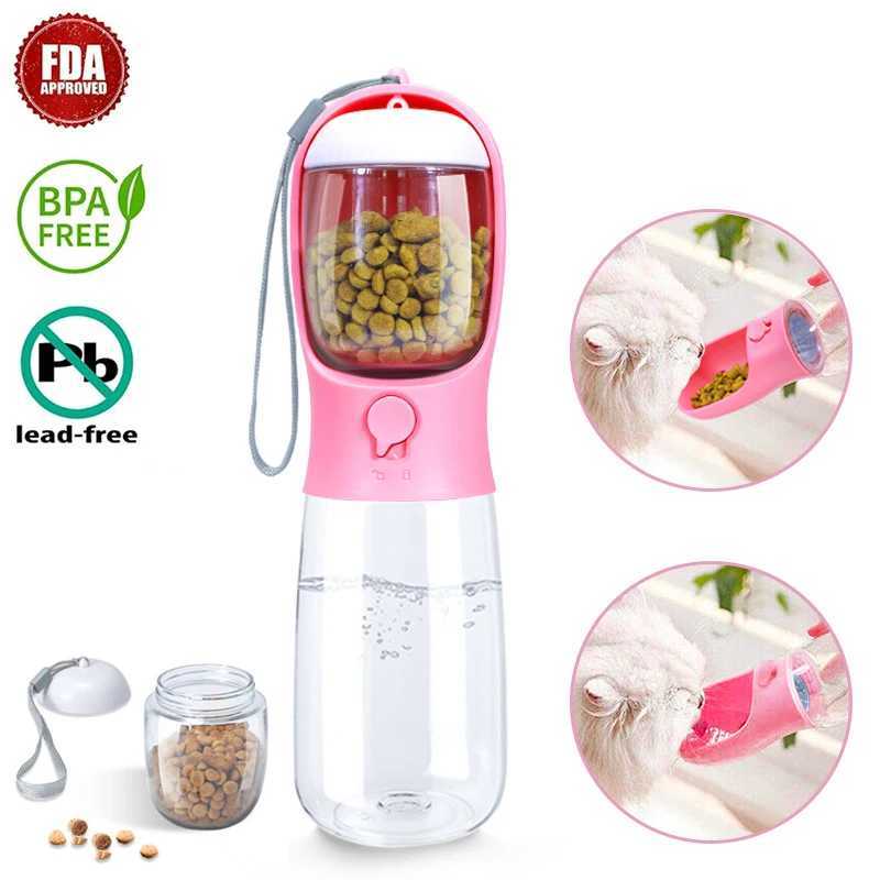 Dog Water Food Bottle Portable Travel Pet Drinker Dog Bowl Food Cat Fountain Outdoor Walking Drinking Bottle Dogs Feeder Y250319