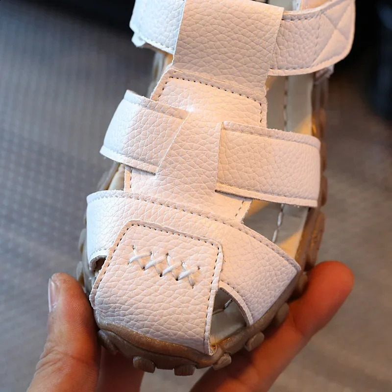 Size 2136 Children Shoes Closed Toe Toddler Boys Sandals Leather Breathable Beach sandals infant Kids Summer 250304
