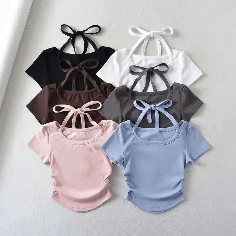 Girls Short Sleeved T-Shirt Kids Slim Top Tees Teenagers Shirts 2024 Summer 2 To 12Yrs Childrens Clothing Korean StyleT250320