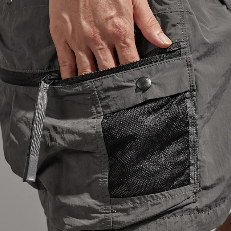 Summer American Retro Outdoor Quick Dry Inner Mesh Cargo Shorts Mens Washed Multipocket Casual Sport Fivepoint Pants 250319