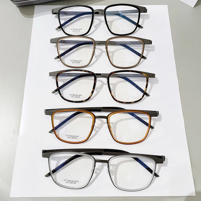 Danish Replica LIND9717 Retro Square Spectacle Frames Screwless Pure Eyeglasses Ultralight Glasses for Man 250228