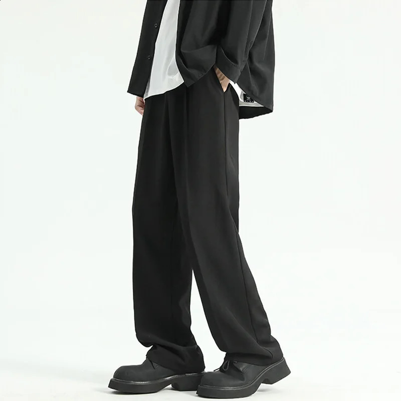Mens straight pants thin mens black comfortable summer casual streetwear loose Trouser Japan 5XL fashion 250317