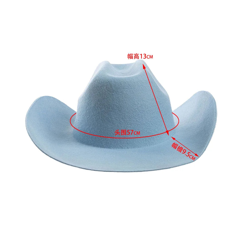 100% Wool Western Cowboy Hat Women Men Autumn Winter Casual Felt Cowgirl Hat Outdoor Sunshade Warm Concave Shape Fedoras Top Hat 250320