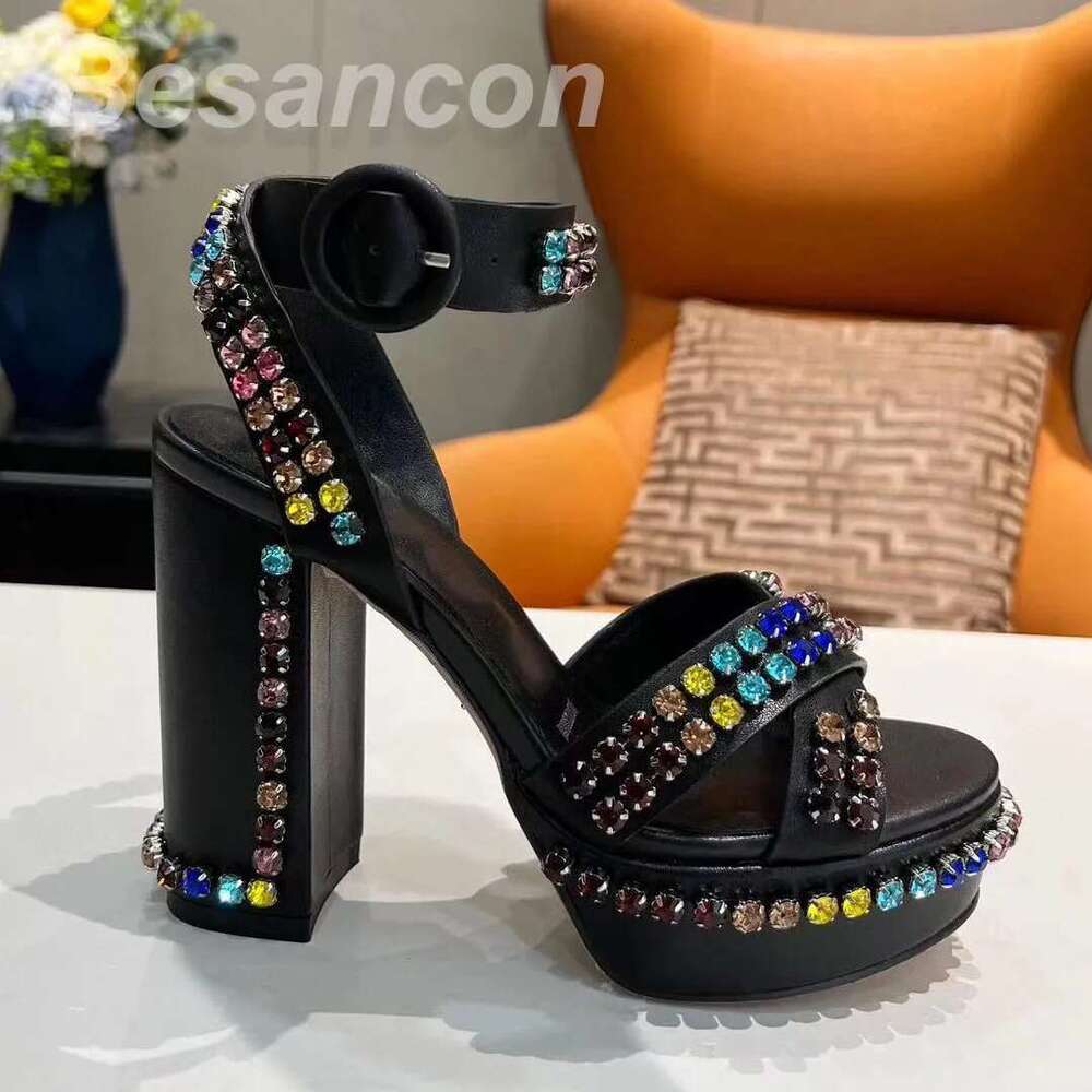 Besancon 2025 Classic style Women's high-heeled 12cm sandals Dias Genuine leather Oversized 41 42 Waterproof platform
