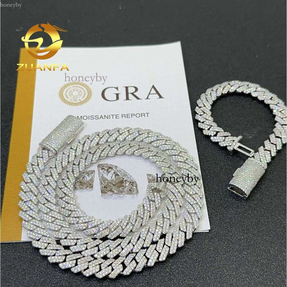 pendant necklaces designer for men Fine jewelry pass dia tester iced out Miami necklace Sterg Sier 13mm cuban k chain moissanite