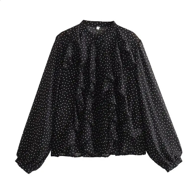 TRAF Shirt Womens Spring 2025 Blouses Fashion Point Elegant Loose Chiffon Comfortable Street Youth 250319