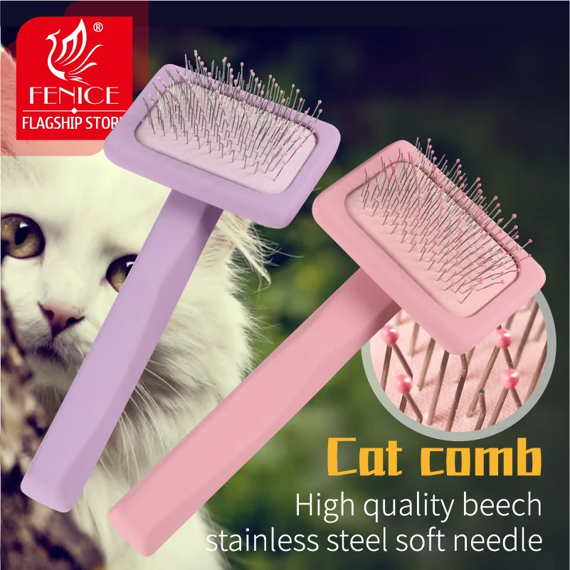 Fenice puppy cat grooming brush wood pet beauty products small Persian animal 250318