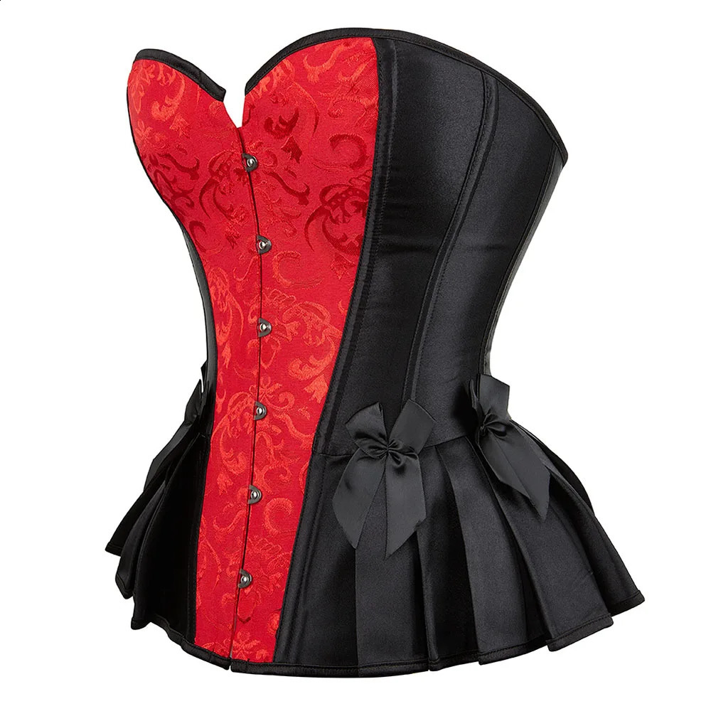 Overbust Corset Top Women Bustier Elegant Jacquard Lingerie Plus Size Burlesque Vintage Floral Lace Up Fashion Corselet Costume 250319