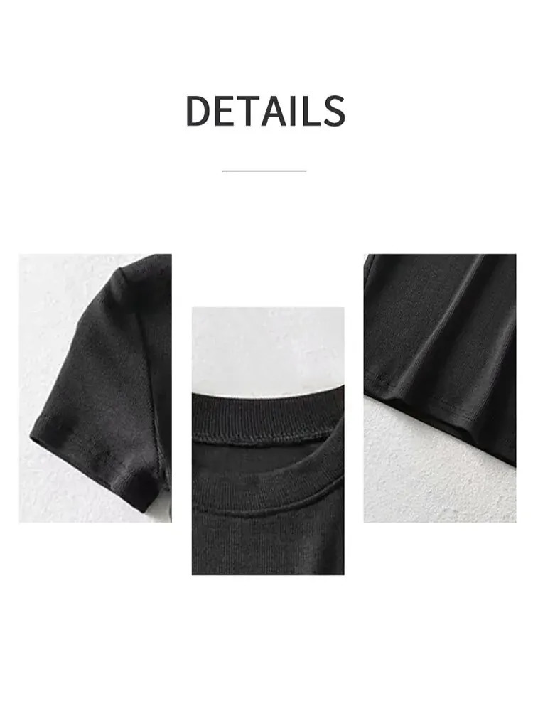 Womens Short Sleeve Crop Top Solid Slim Fit Crew Neck Tee Basic Skinny Ribbed Tight Athletic Casual Workout Yoga Tshirt 250320