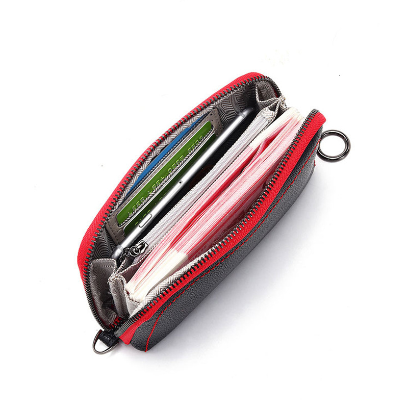 Leather Men S And Women S Long With RFID Shielding Anti Theft Brush Leather Wallet Cowhide Multi Slot Zero Wallet Shoulder Bags