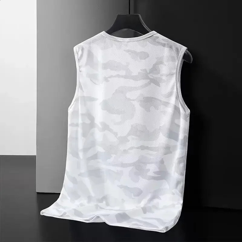 2024 Mens Camouflage Vest Ice Silk Thin Quick Dry Sports TShirt Youth Summer Fashion Uniform Tank Top 250319