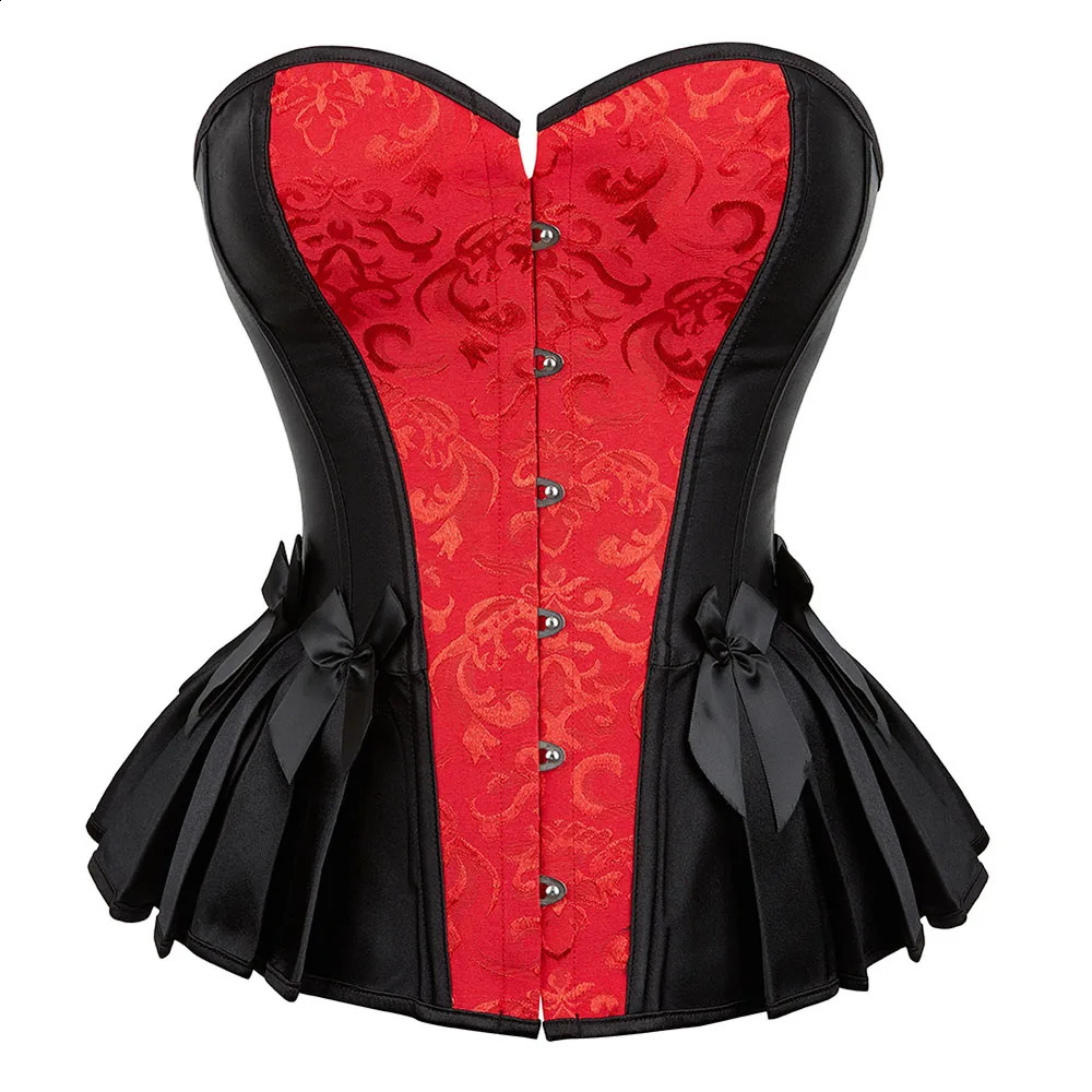Overbust Corset Top Women Bustier Elegant Jacquard Lingerie Plus Size Burlesque Vintage Floral Lace Up Fashion Corselet Costume 250319