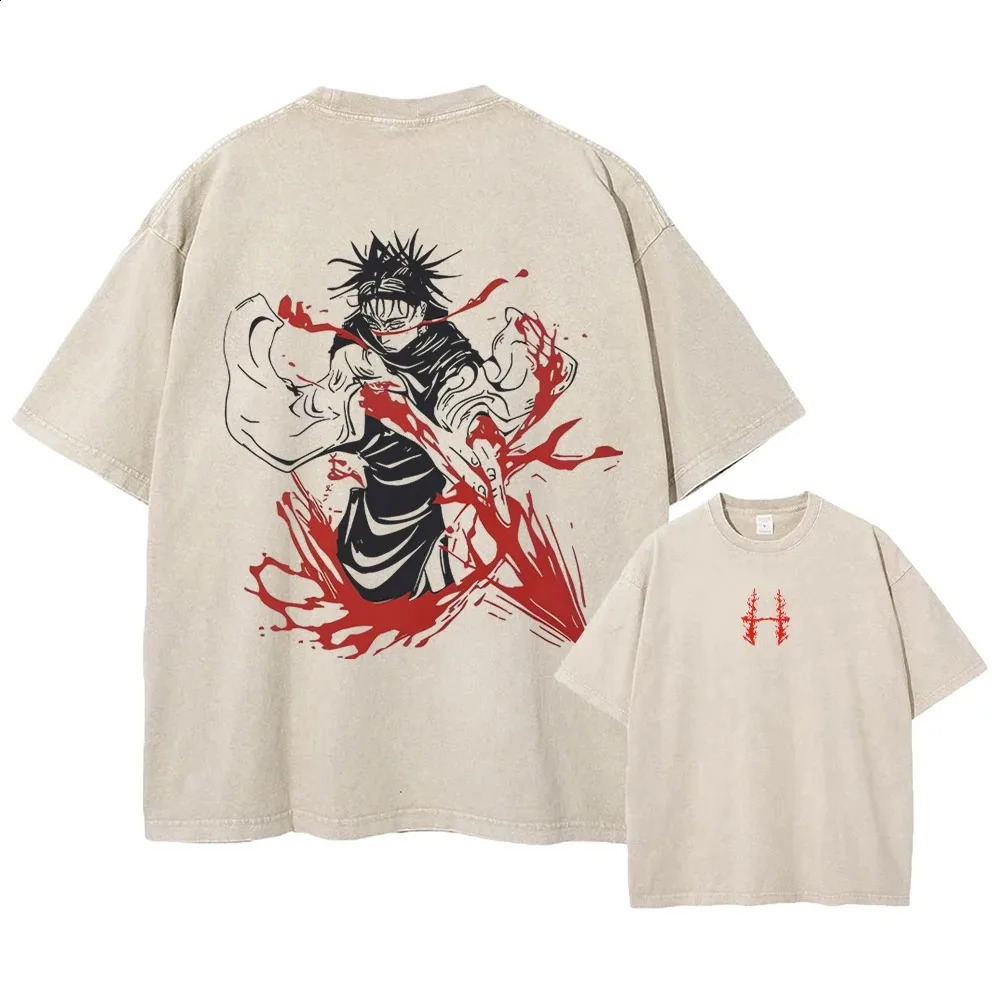 Jujutsu Kaisen Hip Hop Street Clothing Harajuku T-shirt Printed Mens Summer Short sleeved T-shirt Cotton Loose Top T-shirt 250317