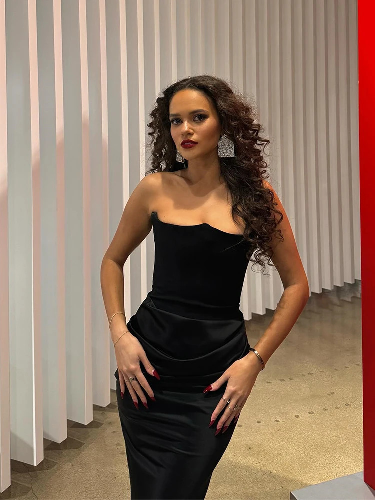 Dance dress tight corset tube sleeveless Maxi womens patch work backless body evening formal club party elegant 250317