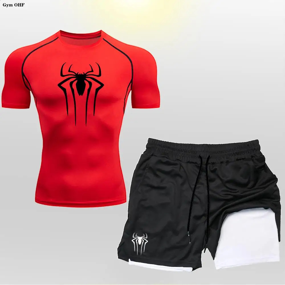 MMA Jiu Jitsu Bjj TshirtShorts Set Rashguard Mens Boxing Shirt Fitness Running Training Track and Field Clothes 250319