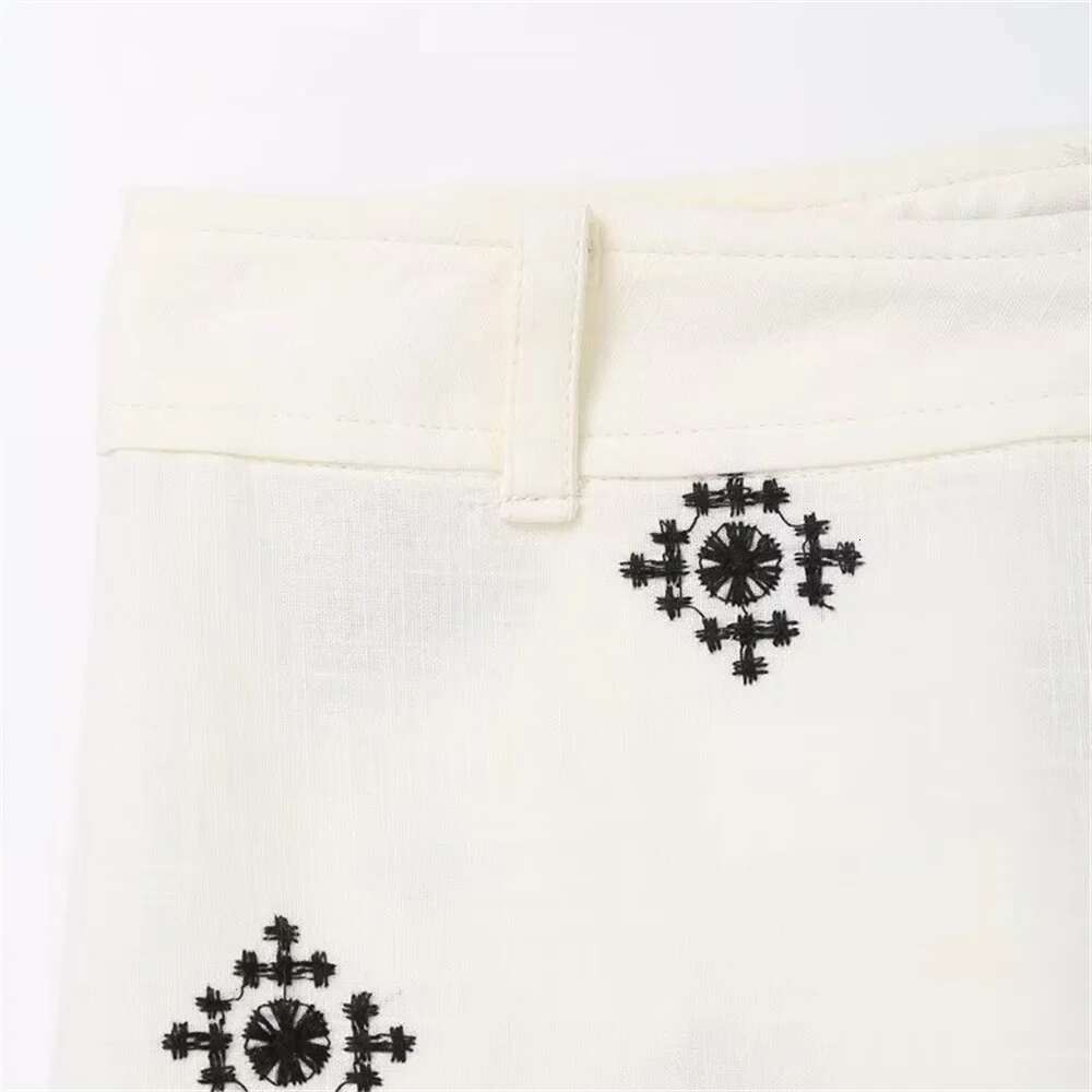Tarf-Zar Slim Flat Embroidered En Button Elastic New Women's Fashion Pants