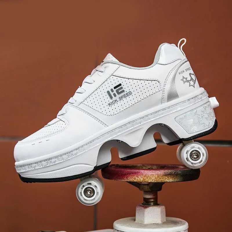 Slip Shoes Running Sneakers Womens Roller Skates Adults Children Unisex Roller Skates Transformer Parkour Shoes Four WheelsW250320