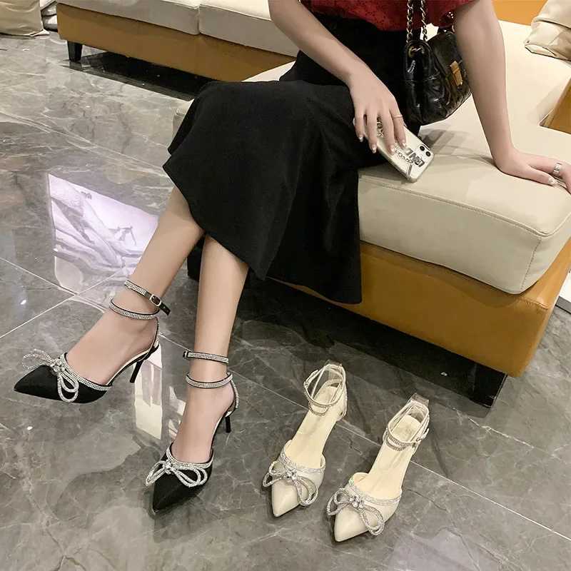 Banquet Dress White High H Elegant Temperament Dress Wedding Shoes Rhine Pointed Hollow Toe Sexy Sandals for Men Y250319