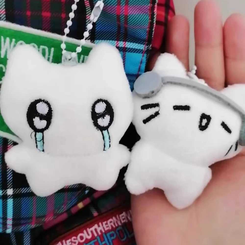 Mini Cute Headphones Kitten Couple Keychain Crying Cat Doll Plush Keyring Cartoon Dog Bee Bag Pendant Charms Backpack DecorationXJ250319