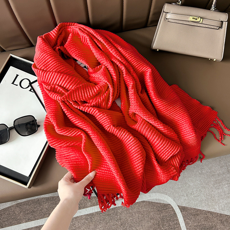 K181 Scarf women 2025 winter new Maillard high-grade Korean style wrinkled solid color imitation cashmere casual shawl dual-purpose
