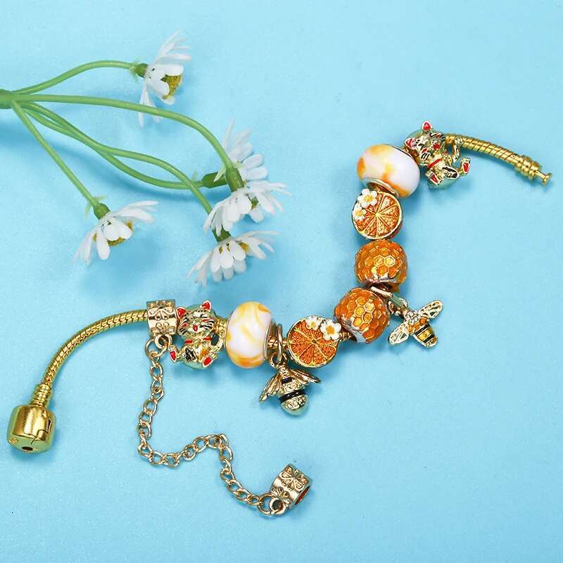 Special Offer Gold Color Charm Bracelet For Women Fits DIY Bees Bear Beehive Beads Pendants Bracelets Jewelry Gift Dropshipping