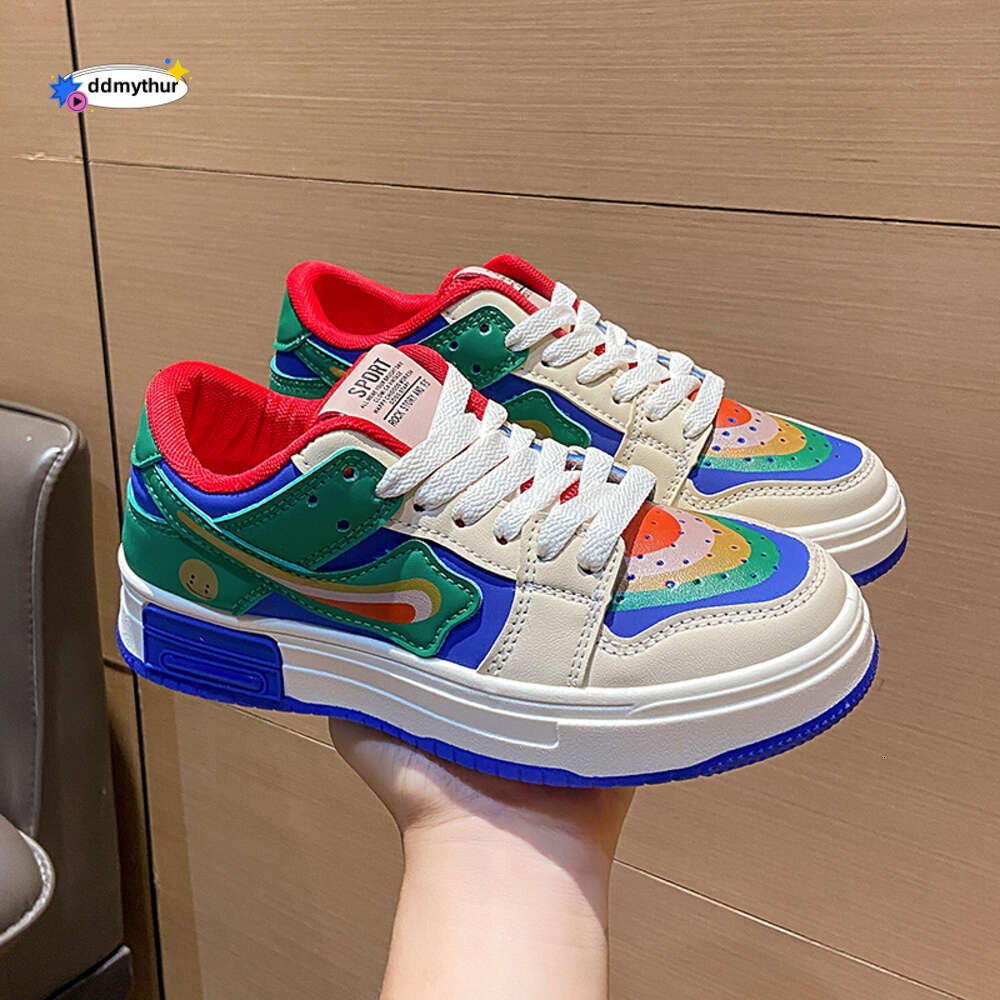CRLAYDK 2024 New Women's Patchwork Skateboard Shoes Low Top Lace Up Sneakers Non Slip Breathable Walking Comfrotable Tennis ddmythur