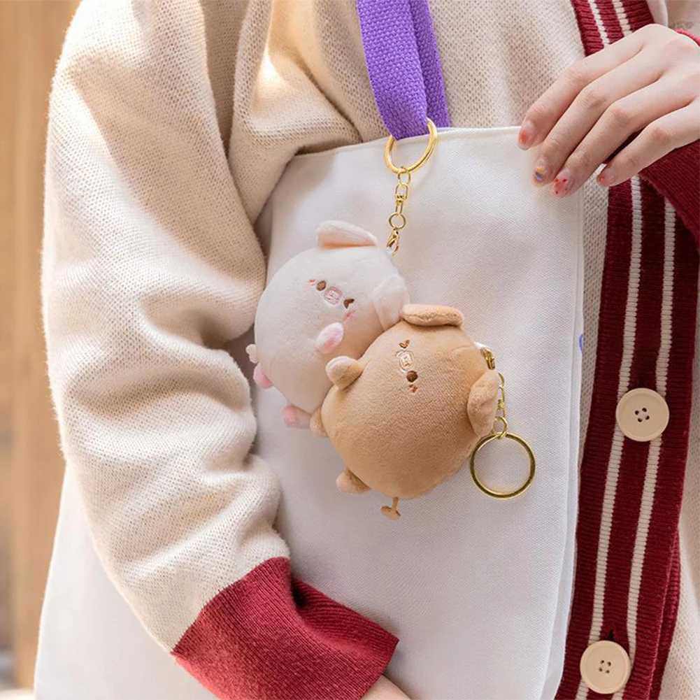 A pair of magnetic couples with pig plush keychains cute and creative plush Kawai magnetic backpack pendant toy girl holiday giftXJ250319